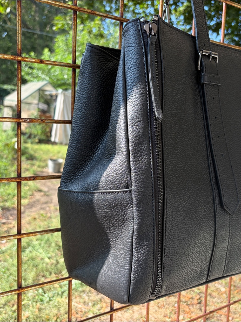 Classic Black Pebbled Leather Shoulder Bag